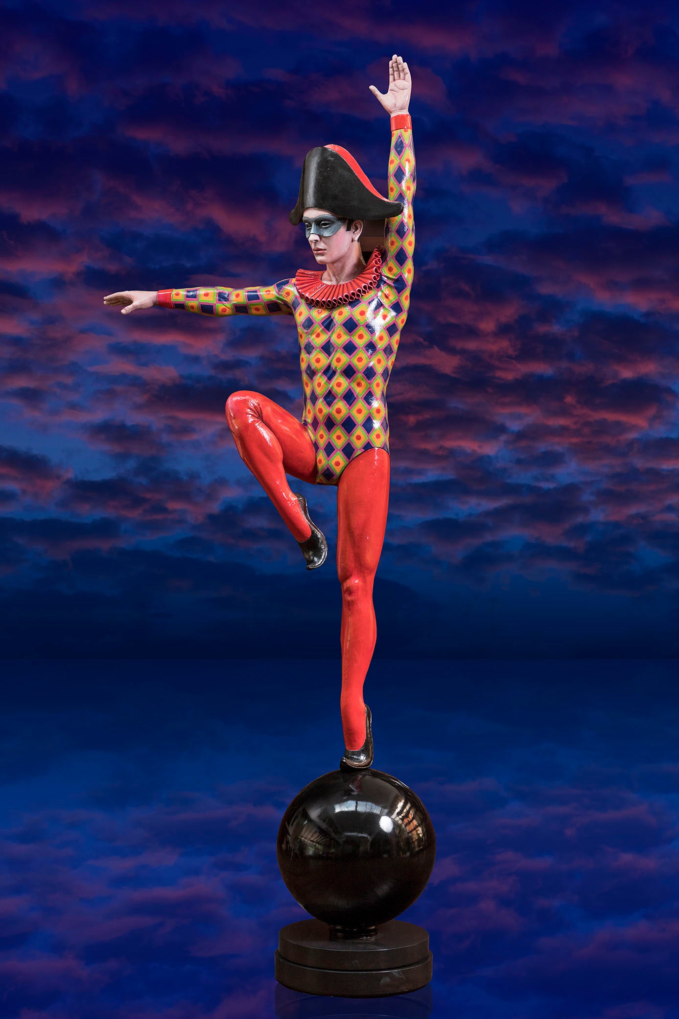 Harlequin Tightrope Walker On Sphere